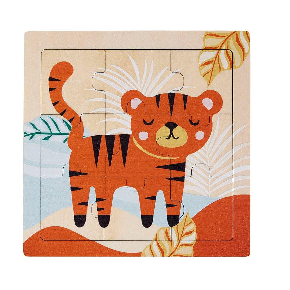 Puzzle infantil de madera de 9 piezas Tigre Naranja