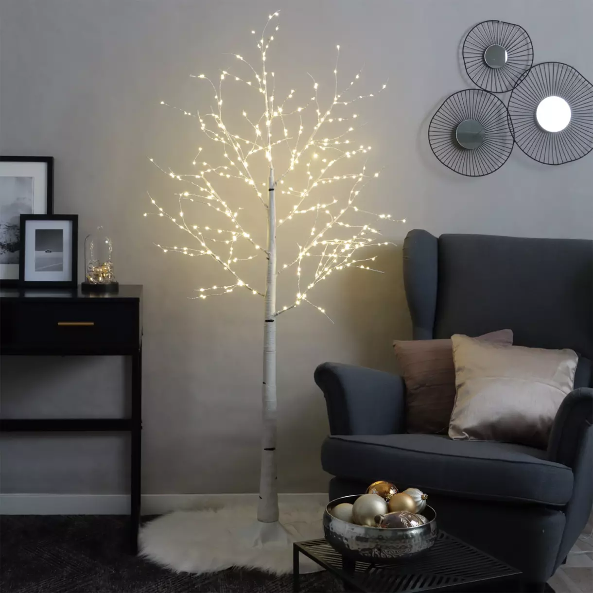 Bouleau lumineux Lucidum H150 cm Blanc chaud 1