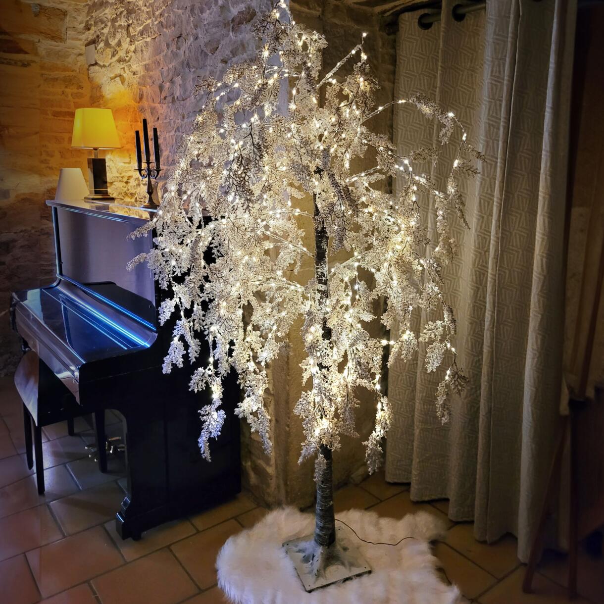 Salice piangente luminoso Fiore bianco Alt. 200 cm Bianco 1