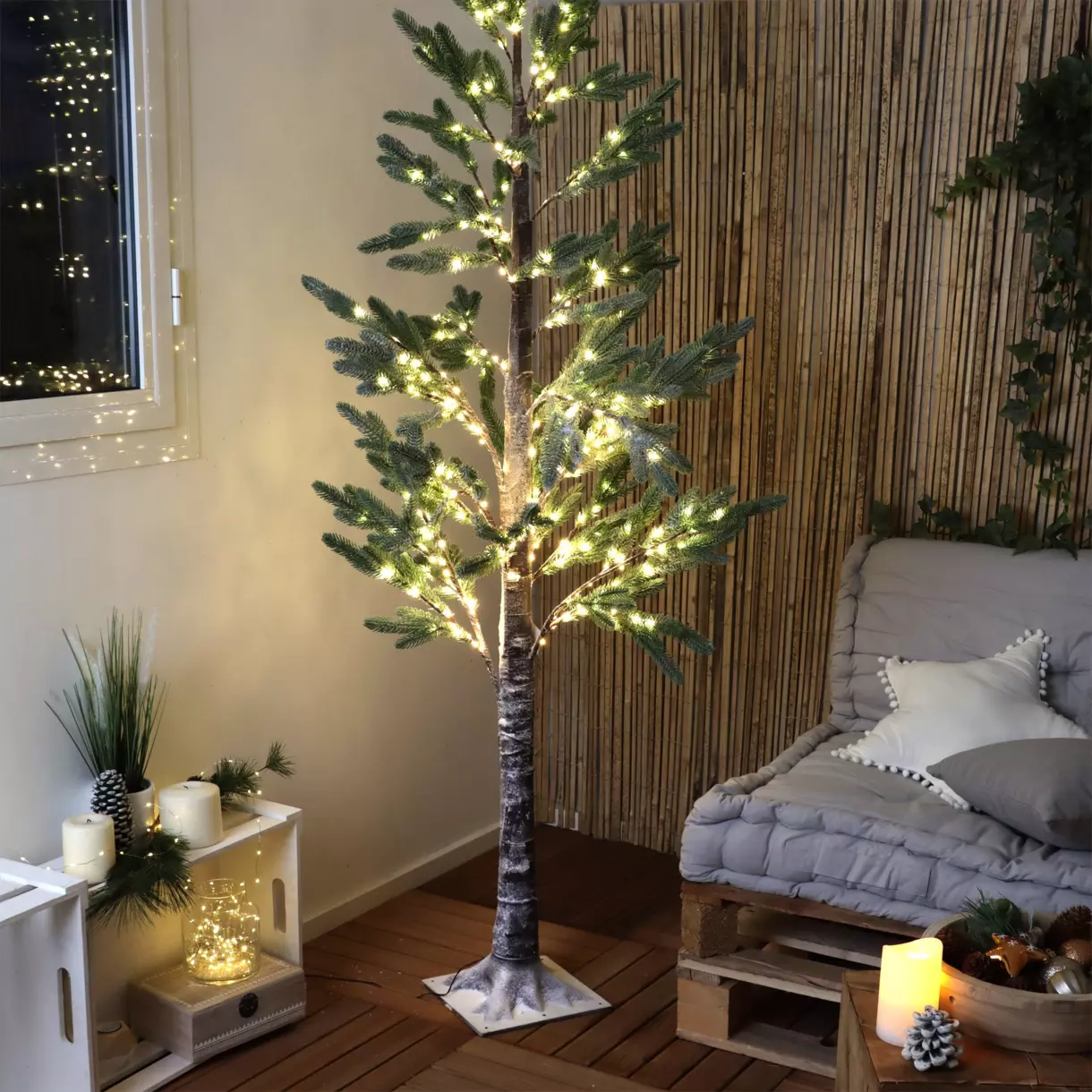 Árbol luminoso Nael Alto 210 cm Blanco cálido 1