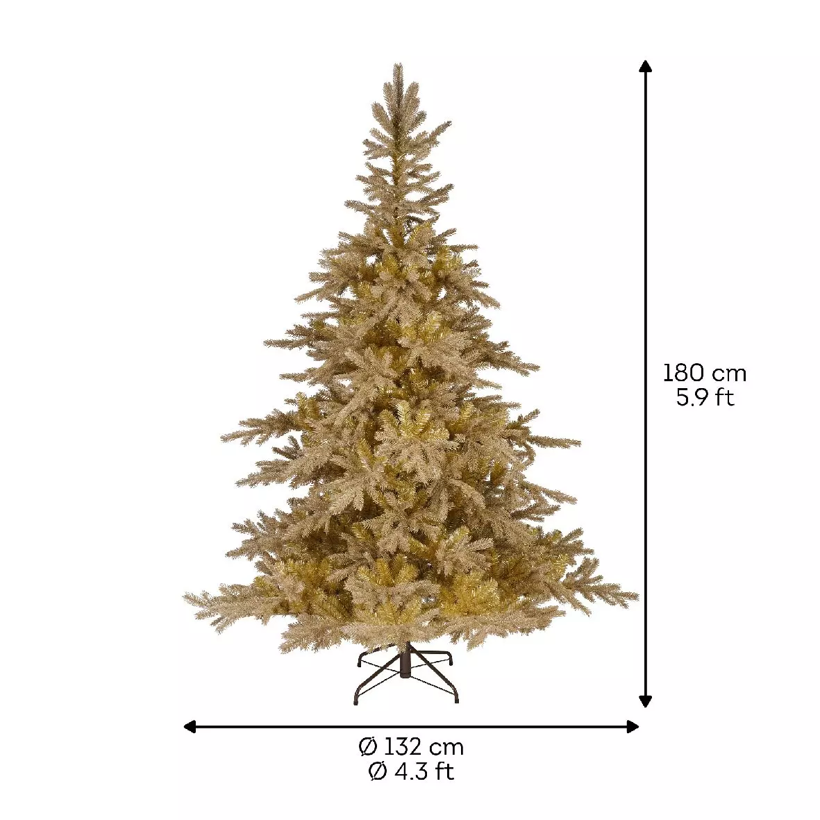 Árbol artificial de Navidad Tiffany Alto 180 cm Oro