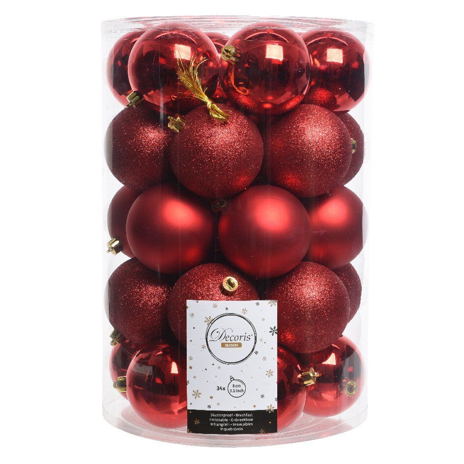 Lote de 34 bolas de Navidad  (D80 mm) Alpine Rojo 2
