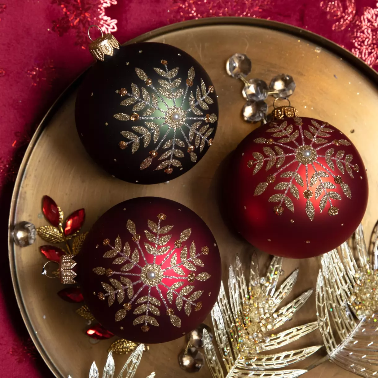 Set van 6 kerstballen (D80 mm) en verre Célia Rood 1