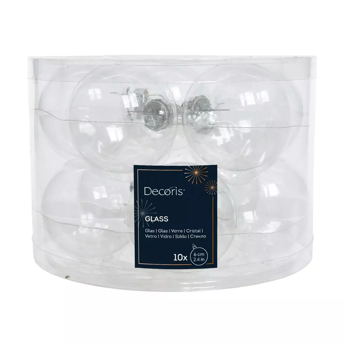 10er Set Weihnachtskugeln (D60 mm) aus Glas Myst Transparent 1