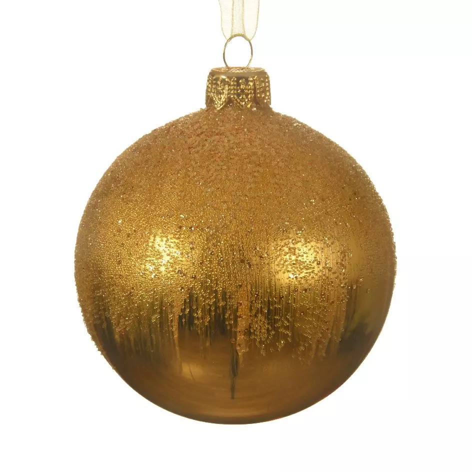 Lote de 6 bolas de Navidad (D80 mm) en vidrio Givre Oro 1