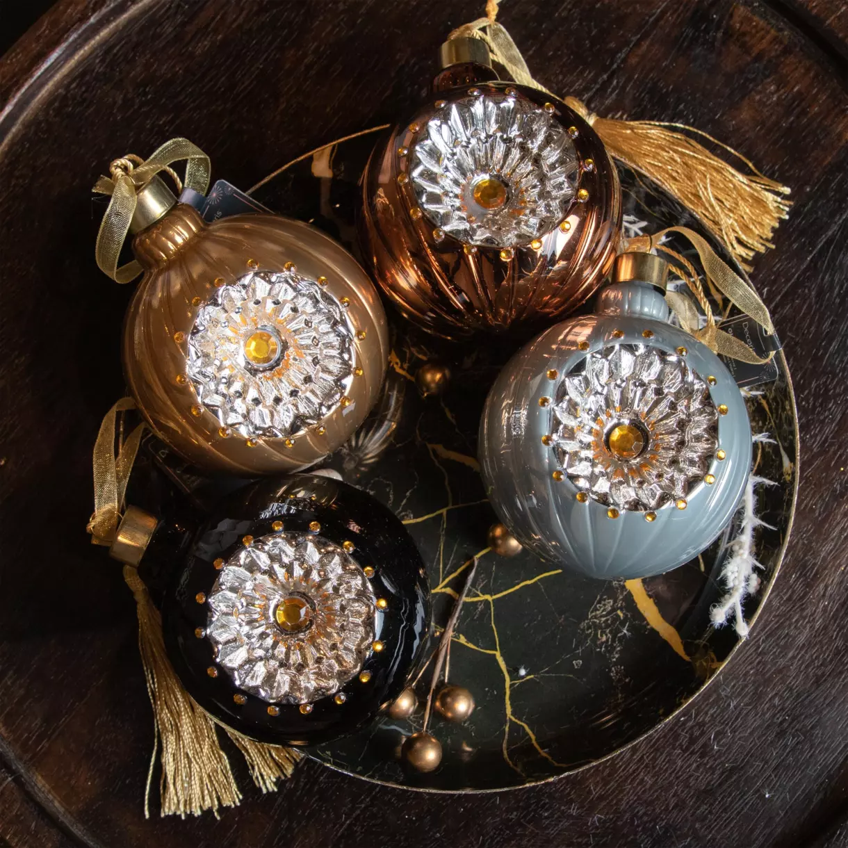 Lote de 12 bolas de Navidad (D80 mm) en vidrio Aura Multicolor 1