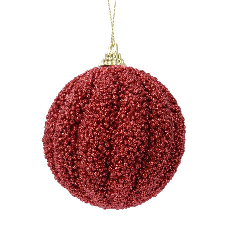 Lot de 12 boules de Noël (D80 mm) Etincelle Rouge 1