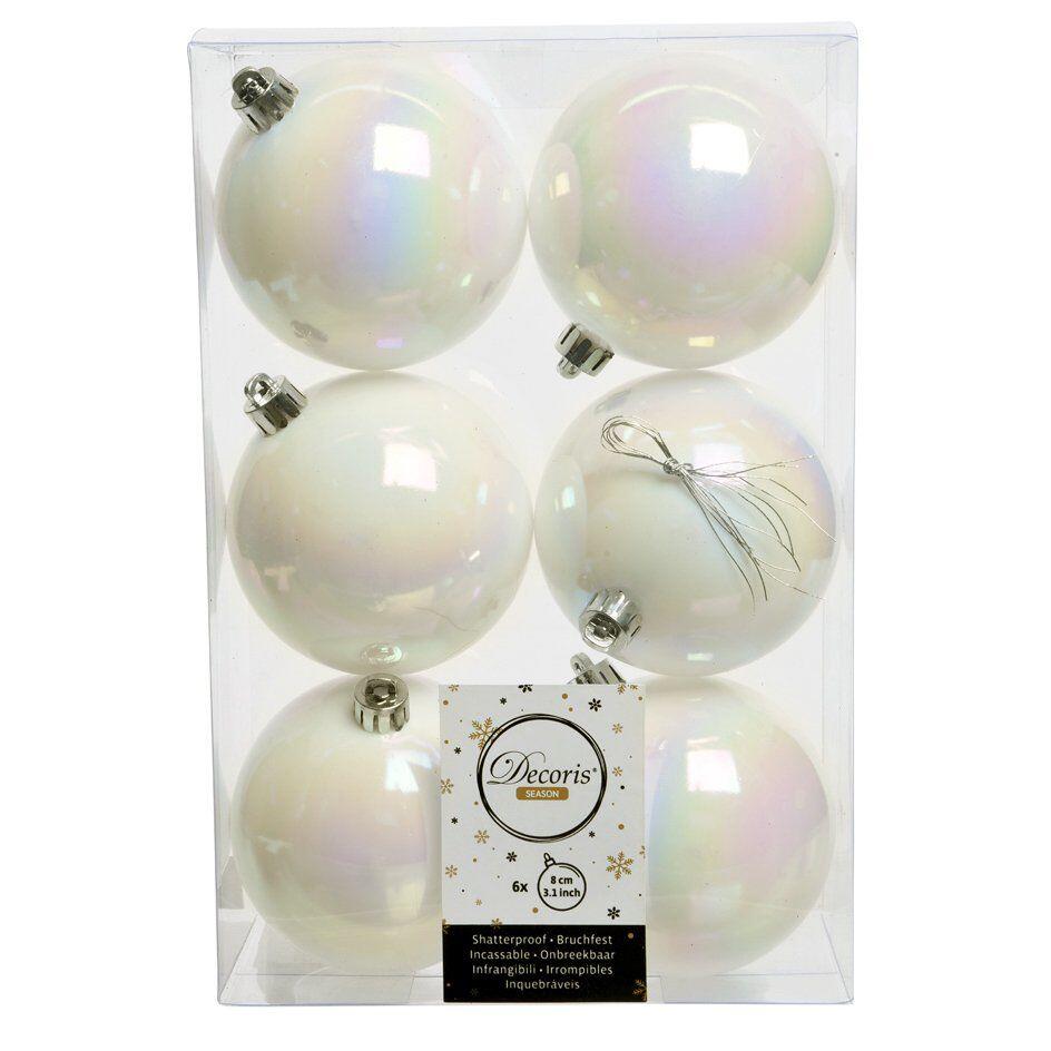 Confezione di 6 palline di Natale (D80 mm) Alpine Bianco perlato 1