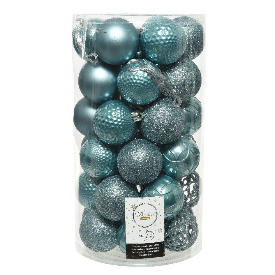 Set van 37 kerstballen (D60 mm) Alpine mix ijsblauw 1