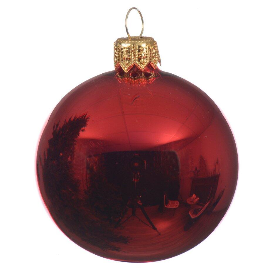 Lotto di 6 palline di Natale di vetro (D80 mm) Arctique brillantes Rosso 1
