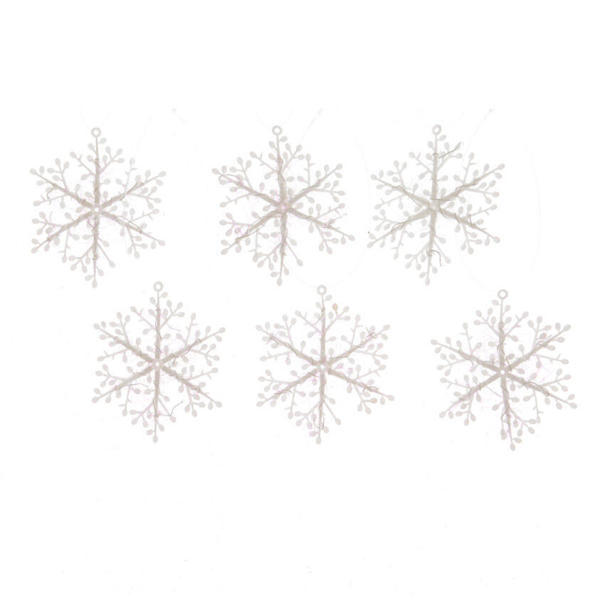 Confezione di 6 fiocchi di neve di Natale stellate Bianco perlato 1