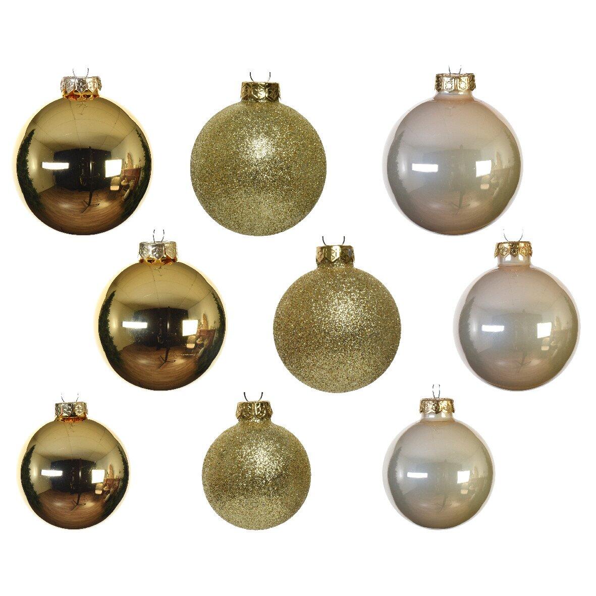 Lot de 42 boules de Noël en verre (D70 mm) (D60 mm) (D50 mm) Domeona Perle / Or  1