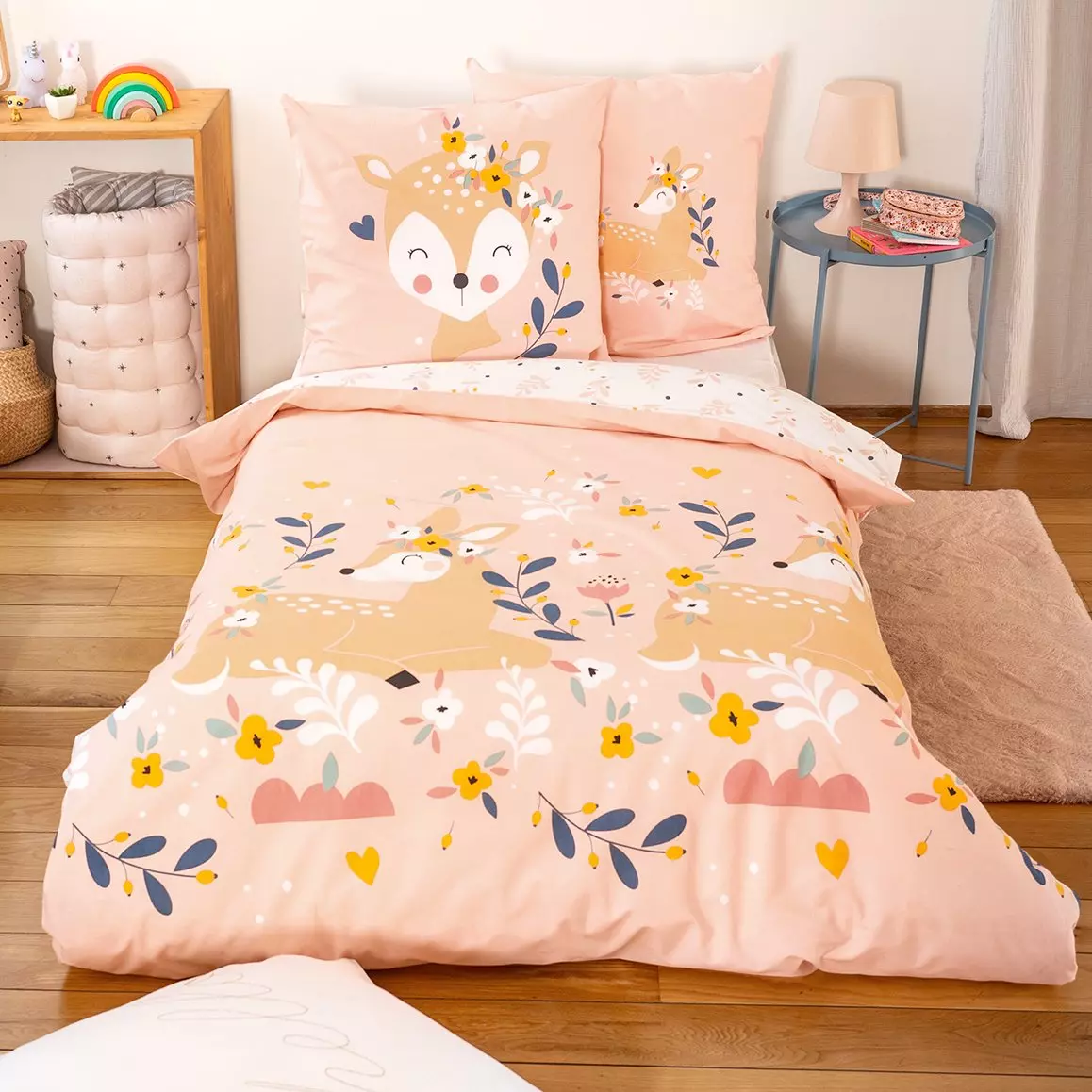 Housse de couette et une taie enfant coton (140 cm) Deer Rose 1