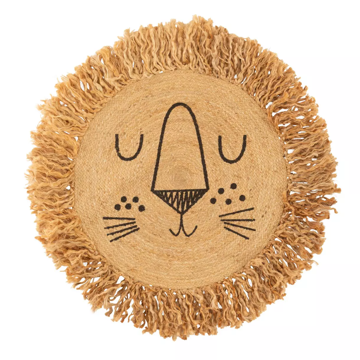 eminza Tapis jute enfant (90 cm) Lion Beige