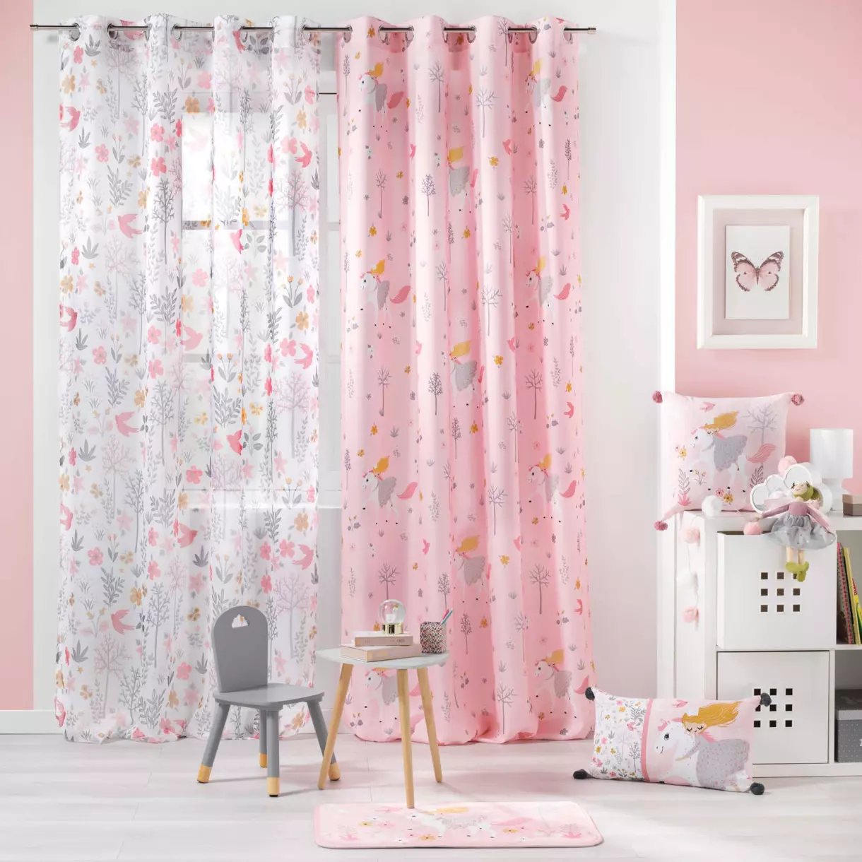 Voilage enfant (140 x 240 cm) Fée des bois Rose 1
