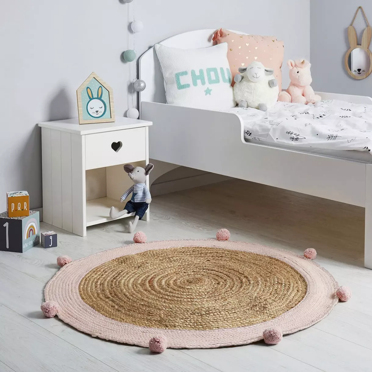 Alfombra infantil de yute (100 cm) Léa Rosa