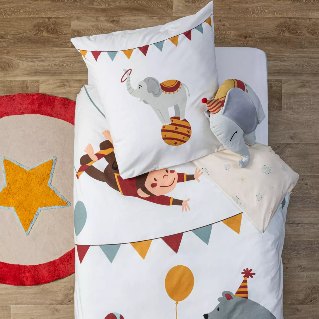 Funda nórdica y una funda Infantil algodón (140 cm) Circus Multicolor