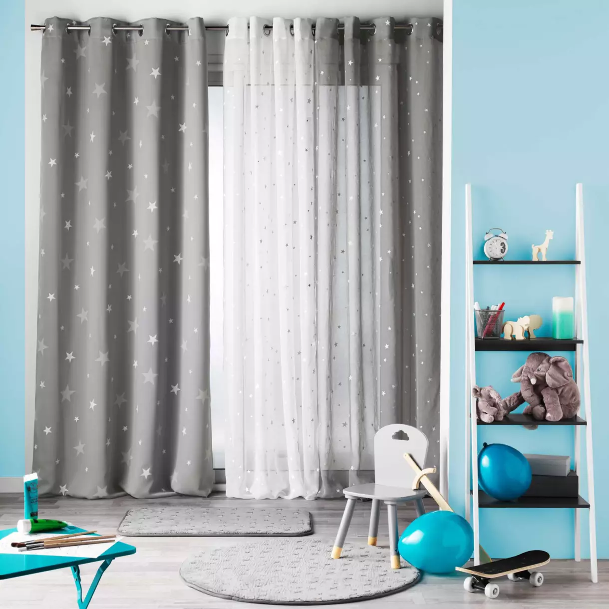 Visillo phosphorescent (140 x 240 cm) Fluo night Blanco 1