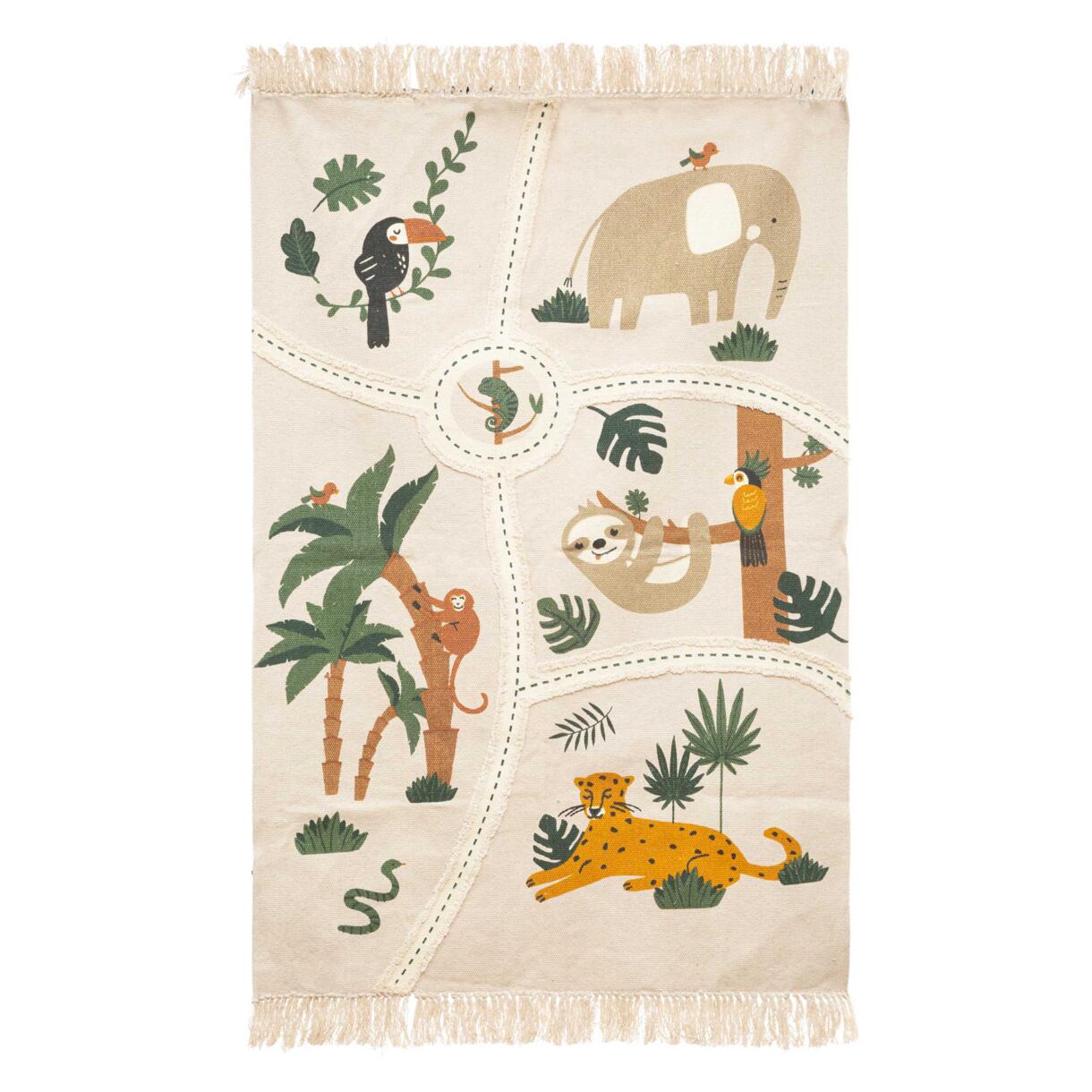 Tapis coton enfant (150 cm) Carte jungle Multicolore 1