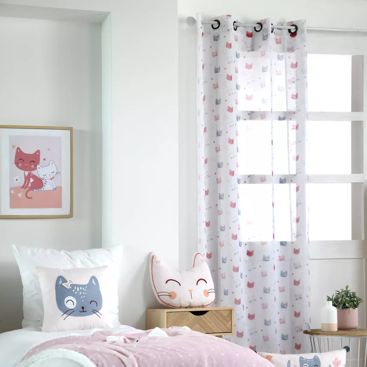 Visillo infantil (140 x 260 cm) Zoeline estampado Rosa 1