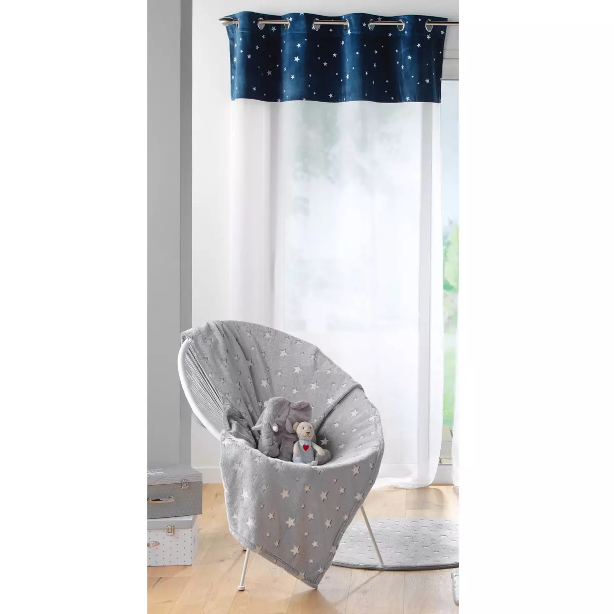 Visillo fosforescente (140 x 280 cm) Moonlight Azul 1
