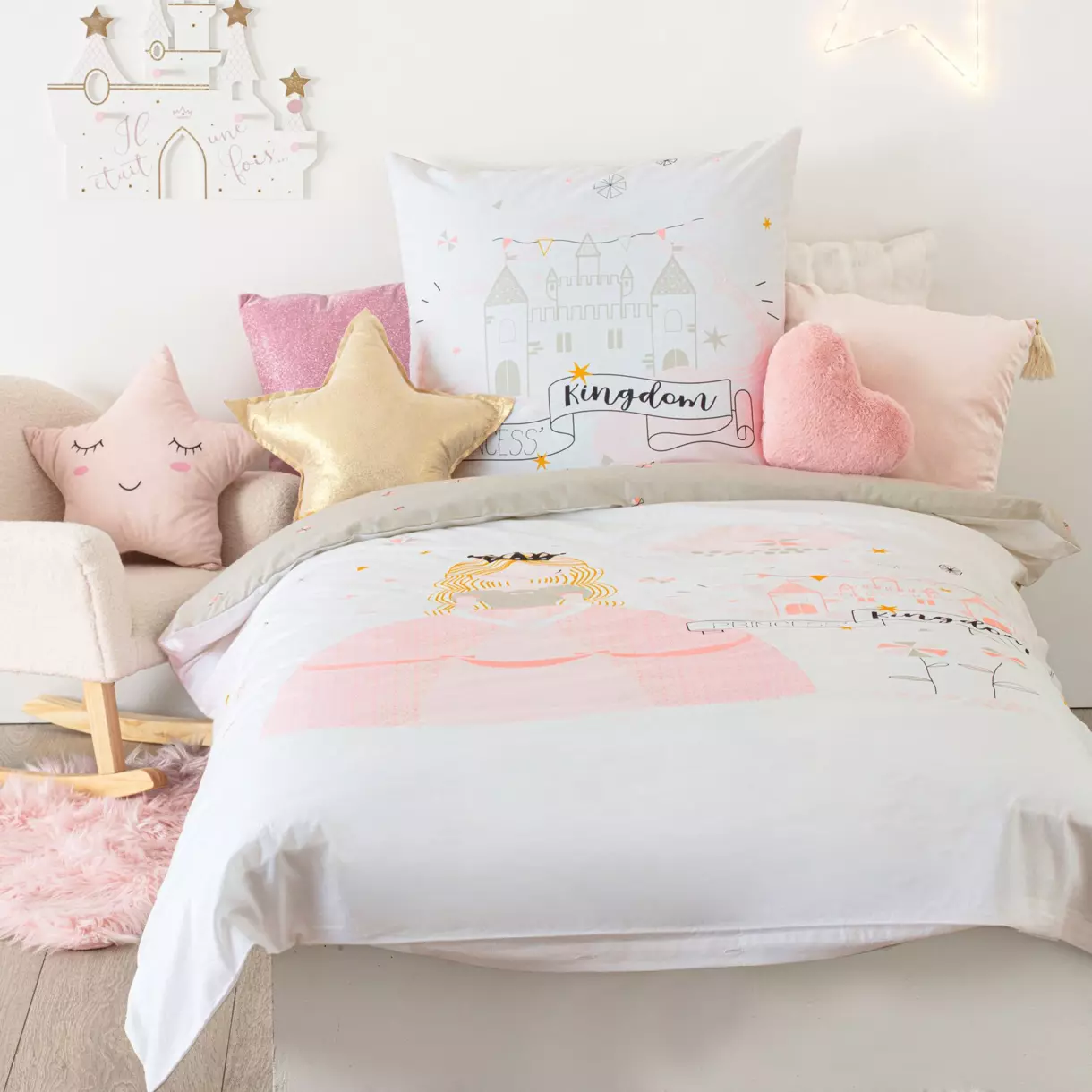 Funda nórdica y una funda para almohadón algodón (140 cm) Princesse Rosa 1