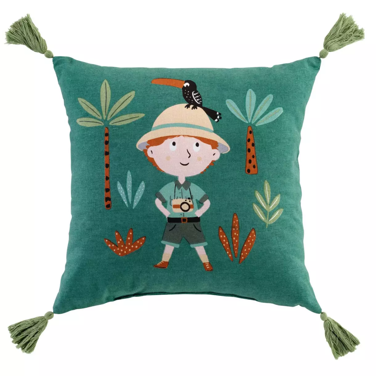 Coussin enfant (40 cm) Léo l'explorateur Vert 1