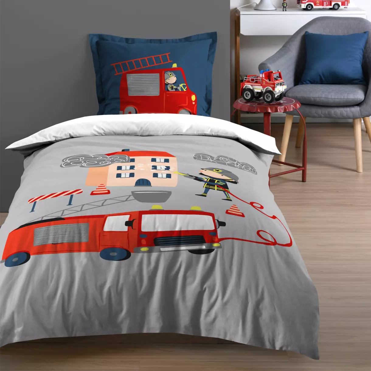 Housse de couette et une taie enfant coton (140 cm) Pimpon Multicolore 1