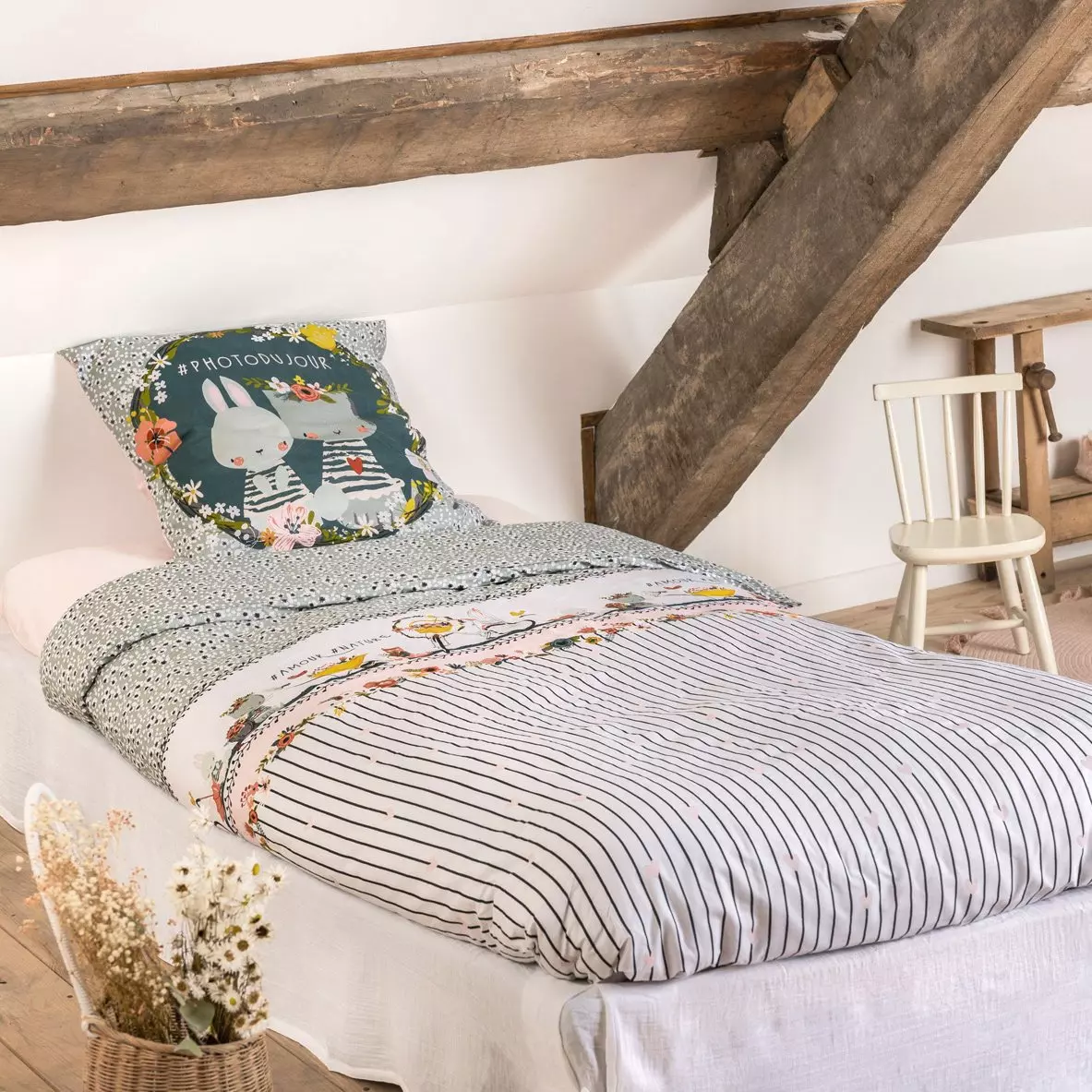 Funda nórdica y dos fundas para almohada algodón (200 cm) Jardinage Multicolor 1