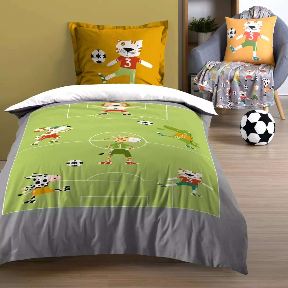 Housse de couette et une taie enfant coton (140 cm) Maracana Multicolore 1