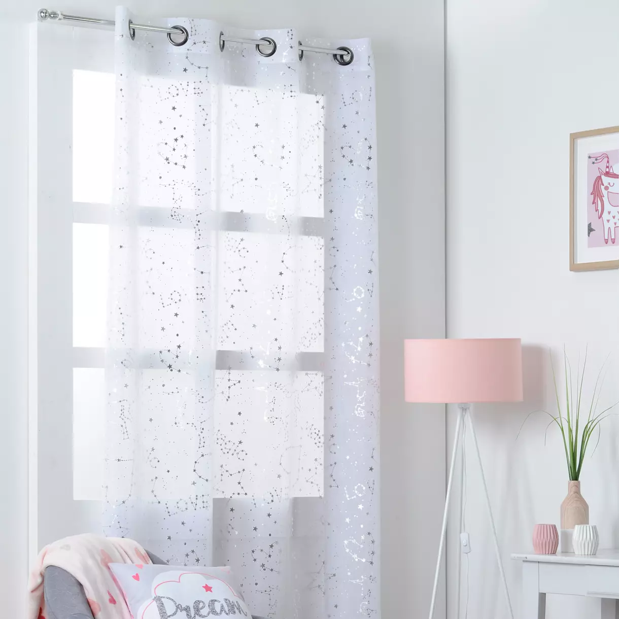 Visillo (140 x 260 cm) Unicornio Dream Blanco 1