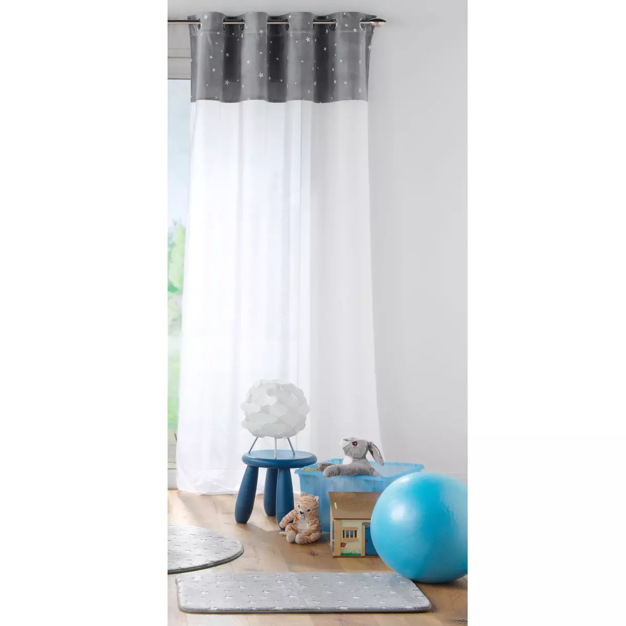 Visillo fosforescente (140 x 280 cm) Moonlight Gris 1