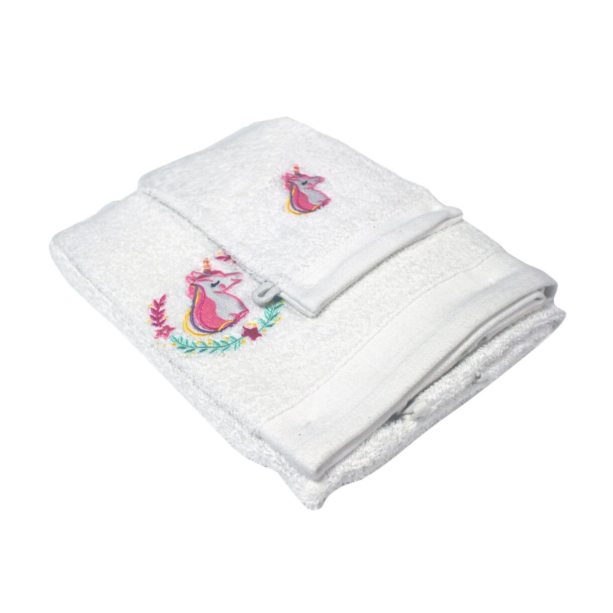 Asciugamano e guanto da bagno Zoélie Bianco 1
