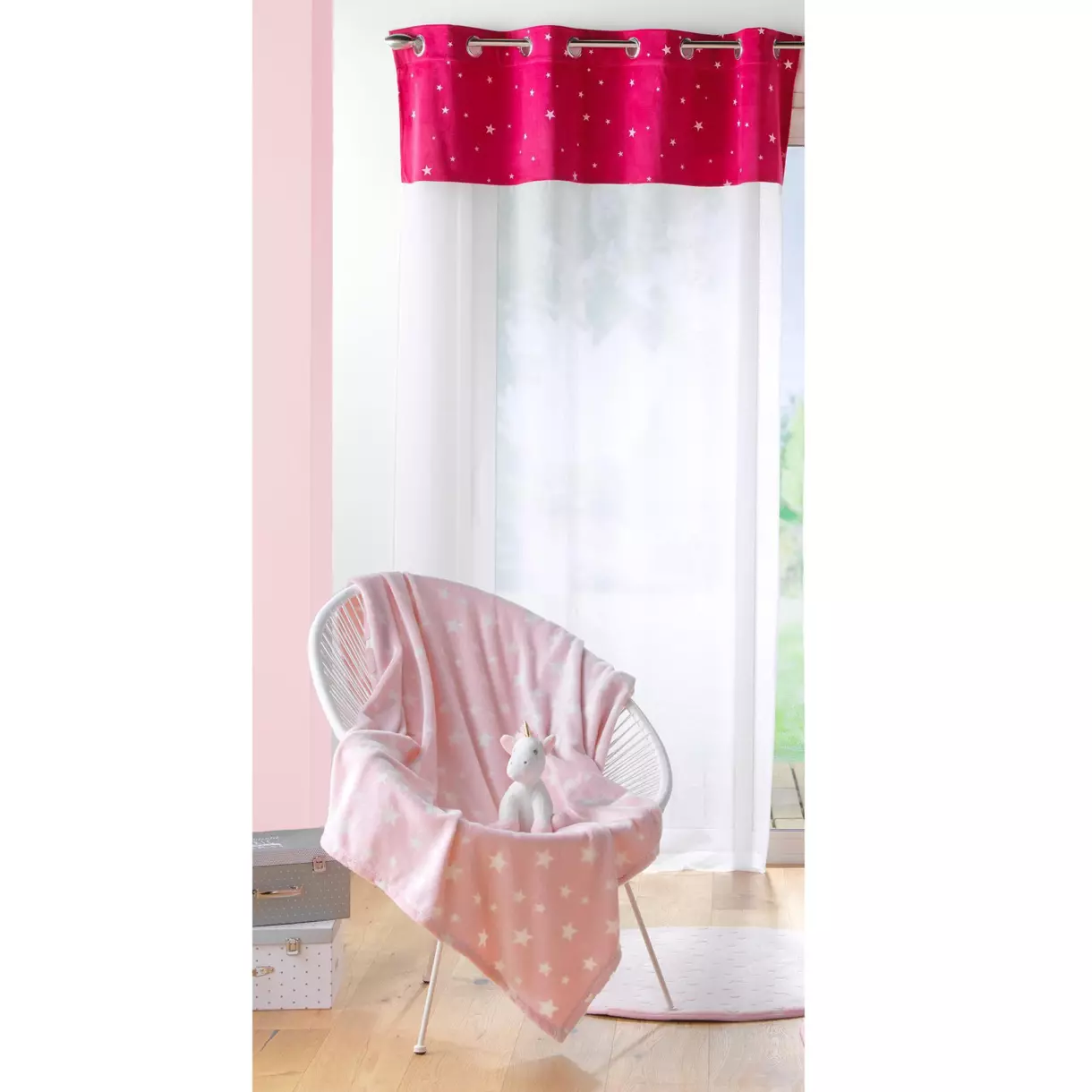 Visillo fosforescente (140 x 240 cm) Moonlight Rosa fuchsia 1