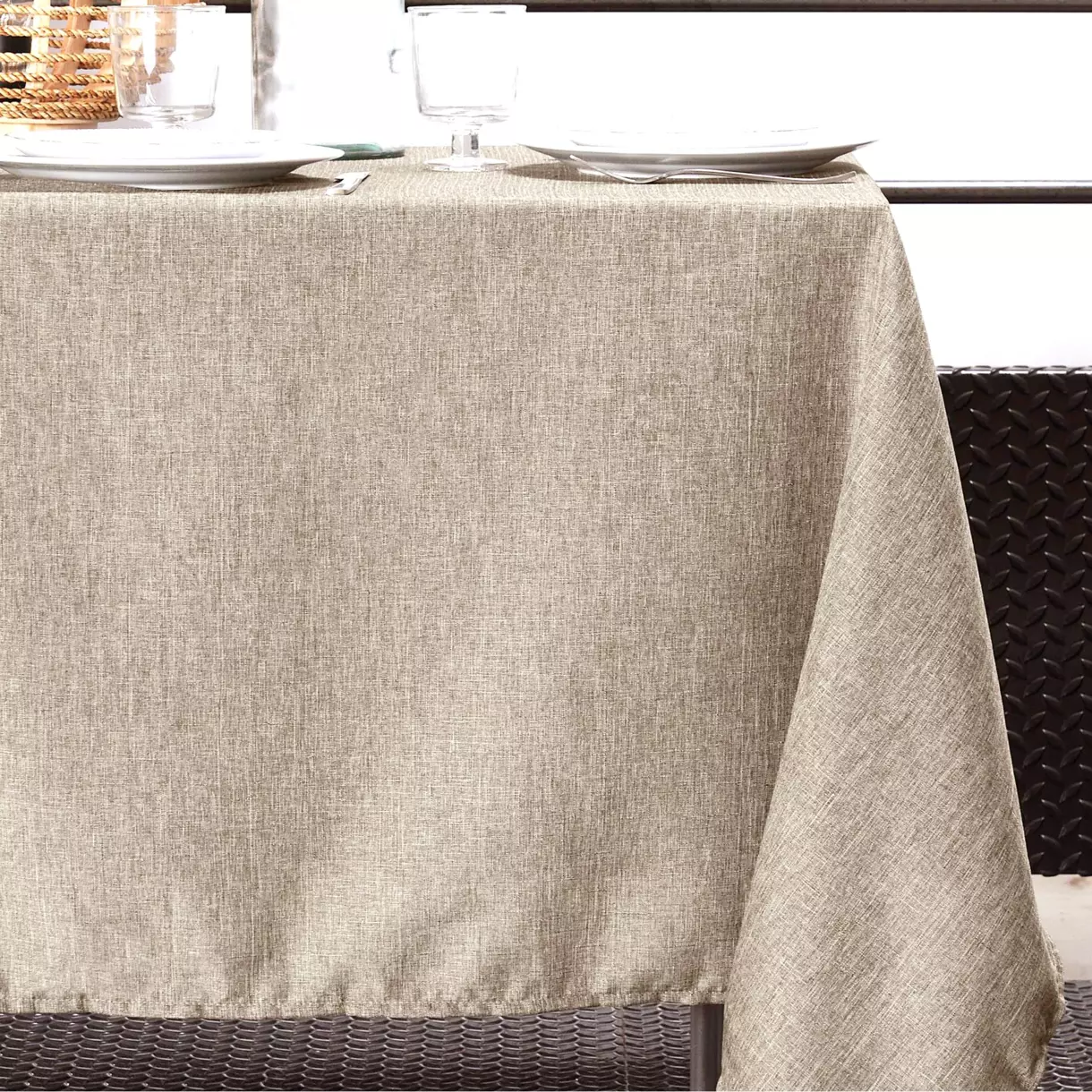 Mantel rectangular (L300 cm) Bea marrón veteado 1