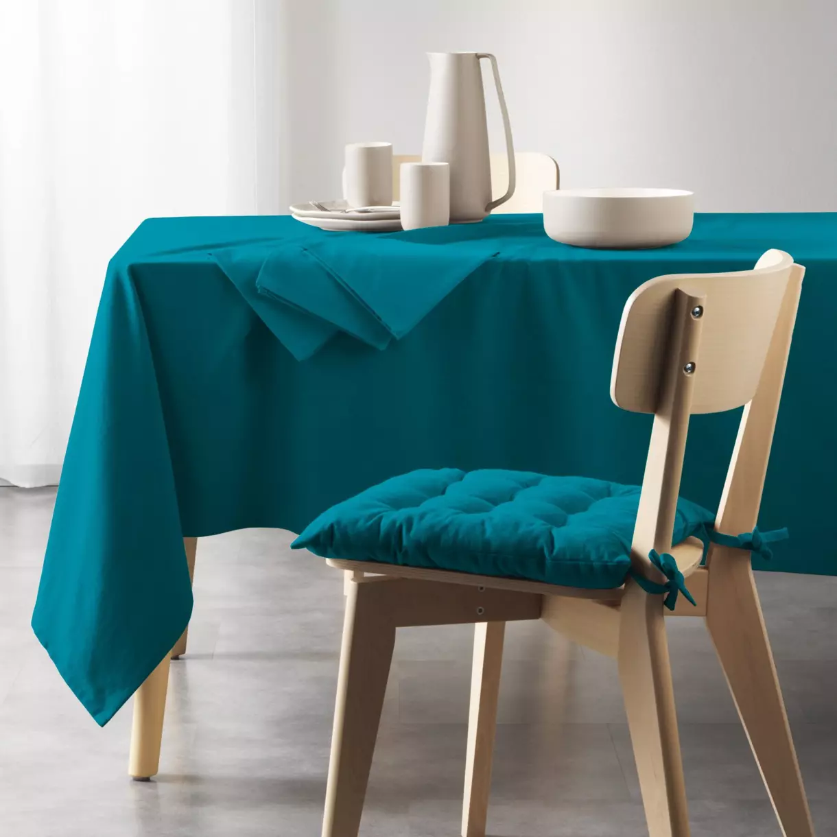 Mantel rectagular algodón reciclado (L240 cm) Mistral Azul trullo 1