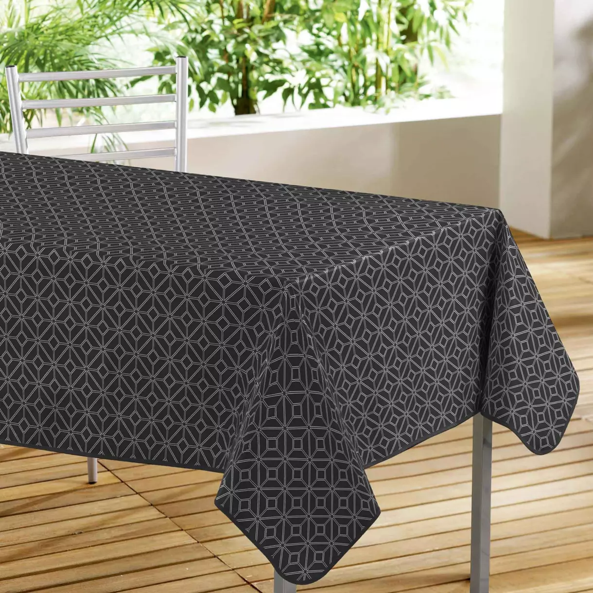 Mantel rectangular encerado (L240 cm) Moderna Negro 1