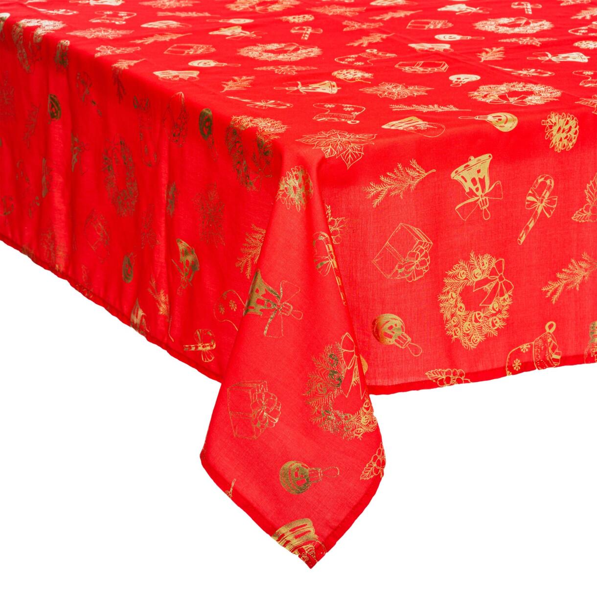 Tischdecke Rechteckig (L360 cm) mit goldfarbenem Muster Rot 1