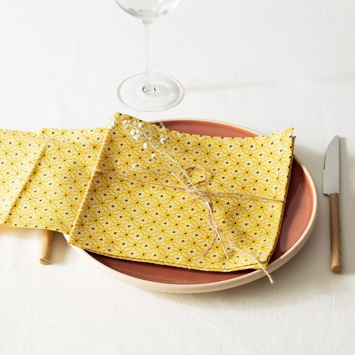 Lot de 4 serviettes coton Paty Jaune ocre 1