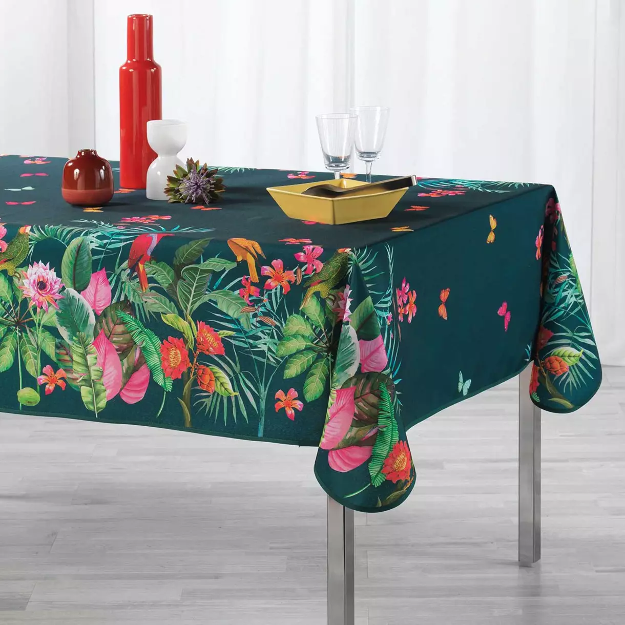 Tafelkleed rechthoekig (L240 cm) Tropical Vintage Blauw 1