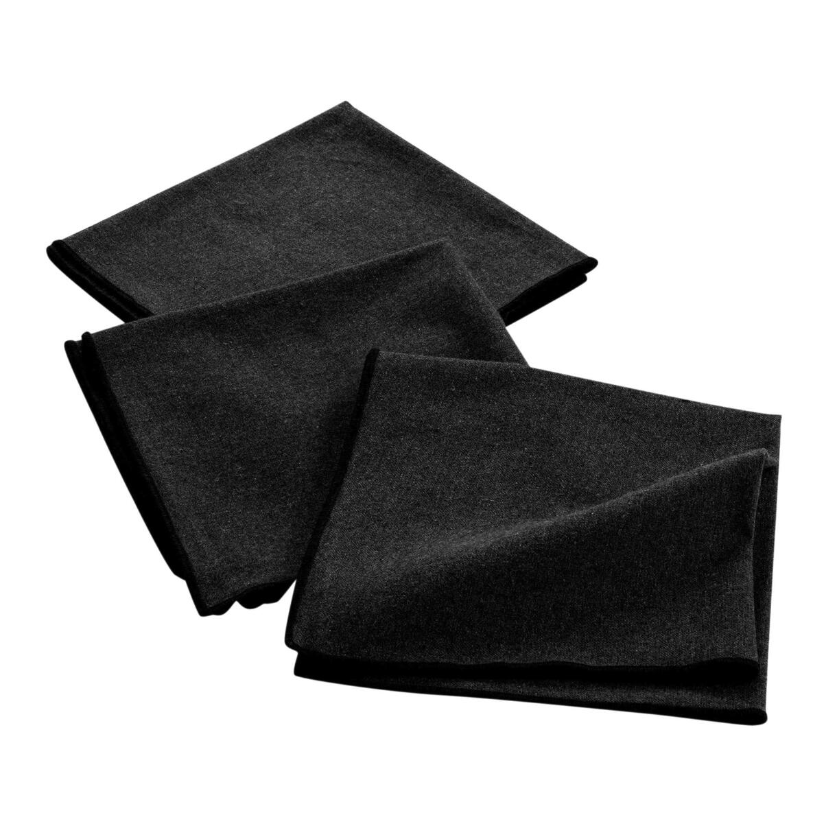 Lot de 3 serviettes coton recyclé Mistraline Noires 1