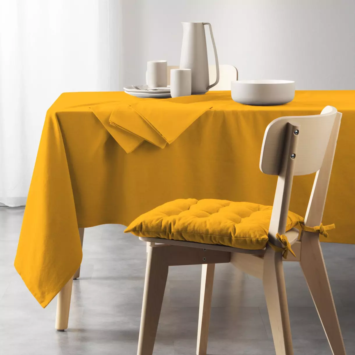 Nappe rectangulaire coton recyclé (L240 cm) Mistral Jaune moutarde 1