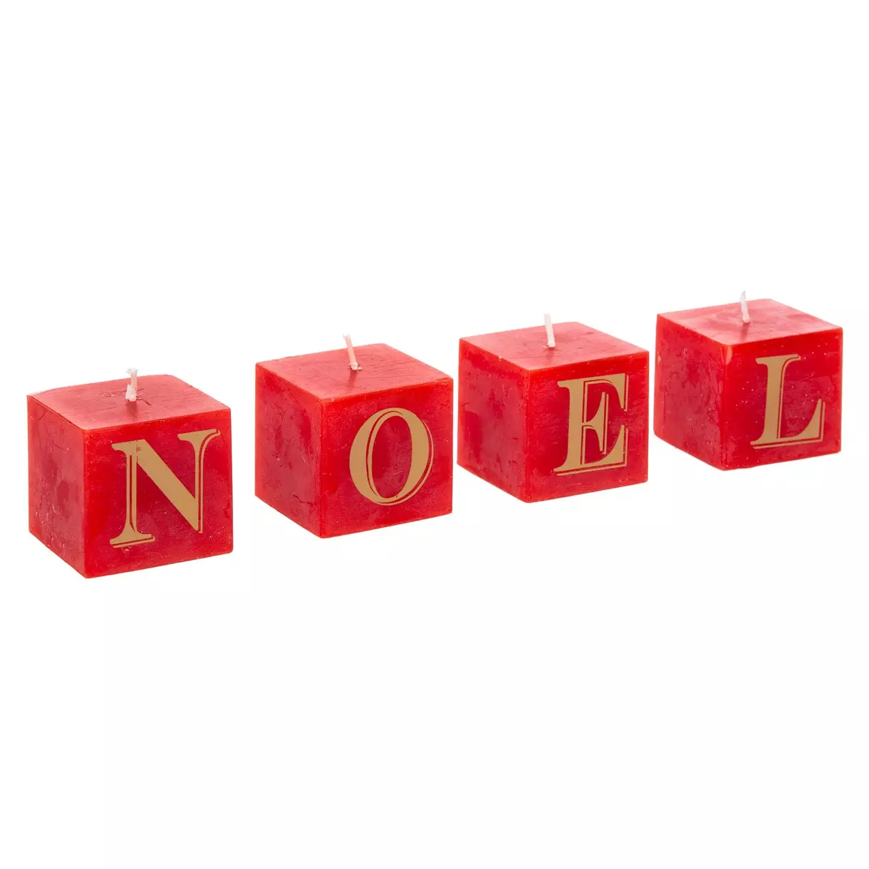 Lot de 4 bougies Cube Noël Rouge 1