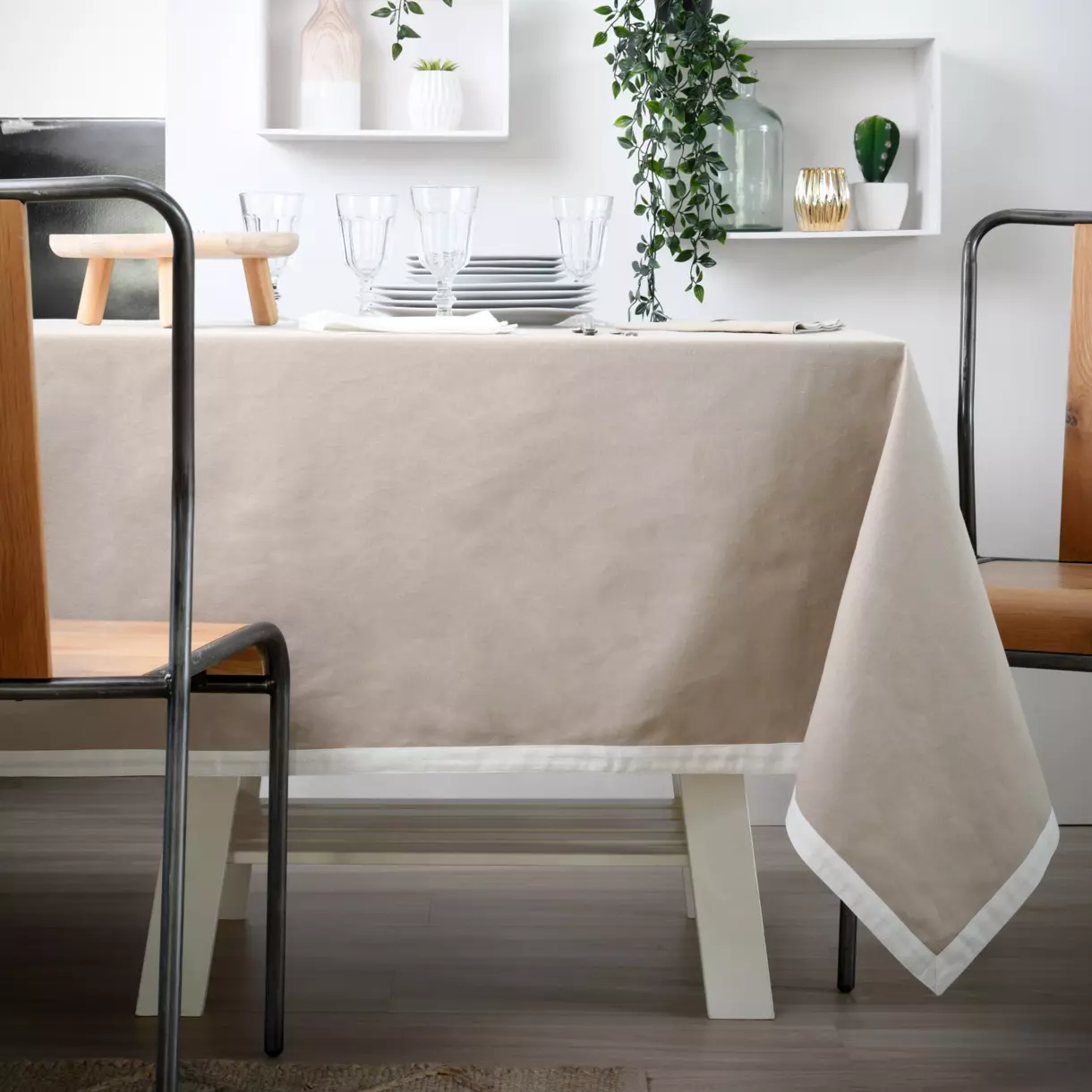 Mantel rectangular (L200 cm) Duo Beige 1