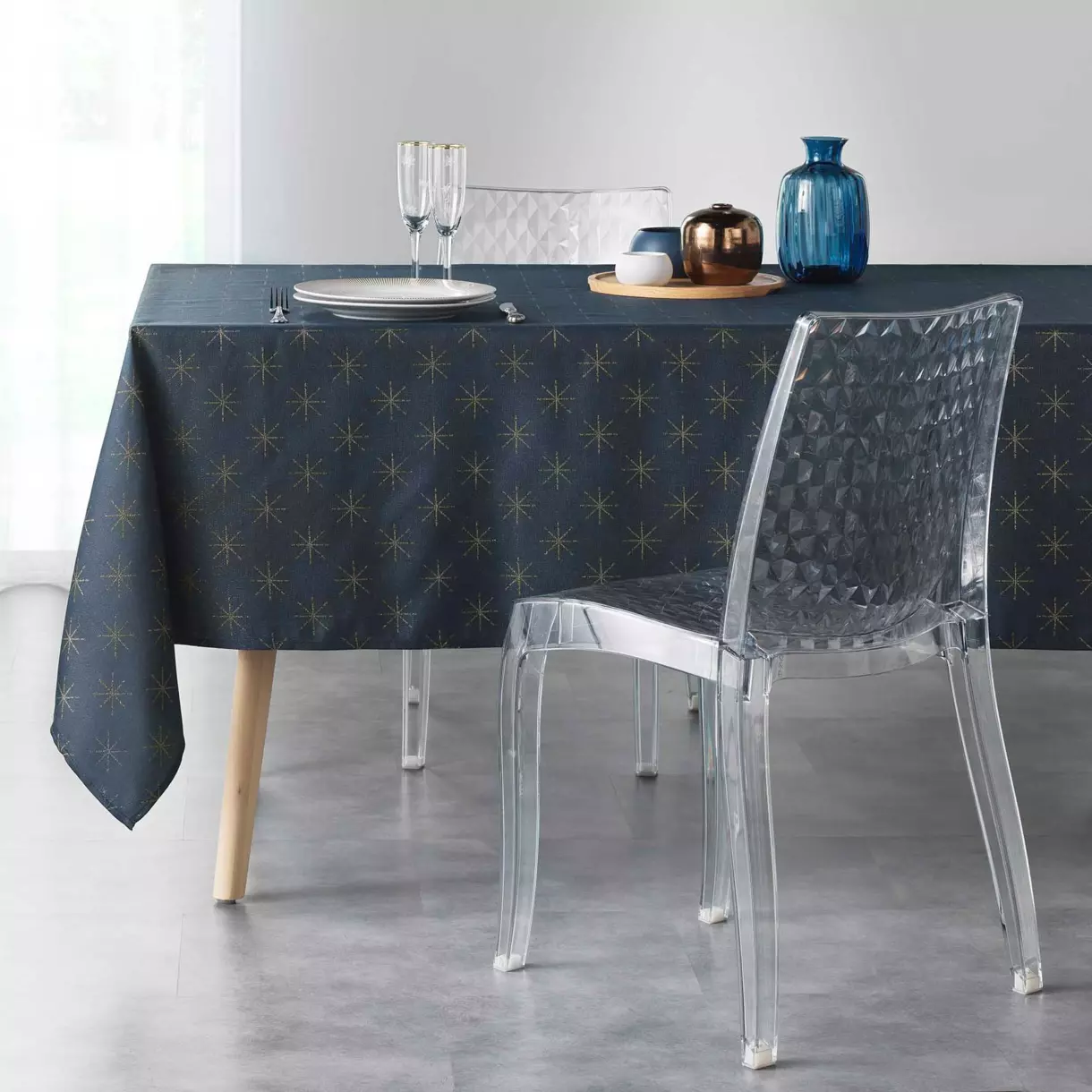 Mantel rectangular (L240 cm) Estrellas Azul Marino 1