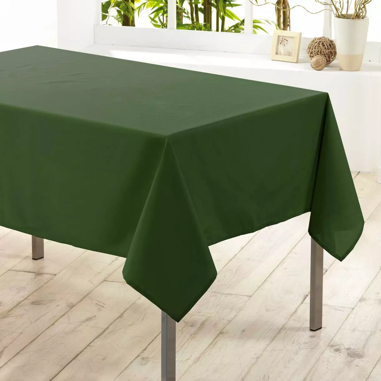 Mantel rectangular anti mancha (L300 cm) Essentiel Verde kaki 1