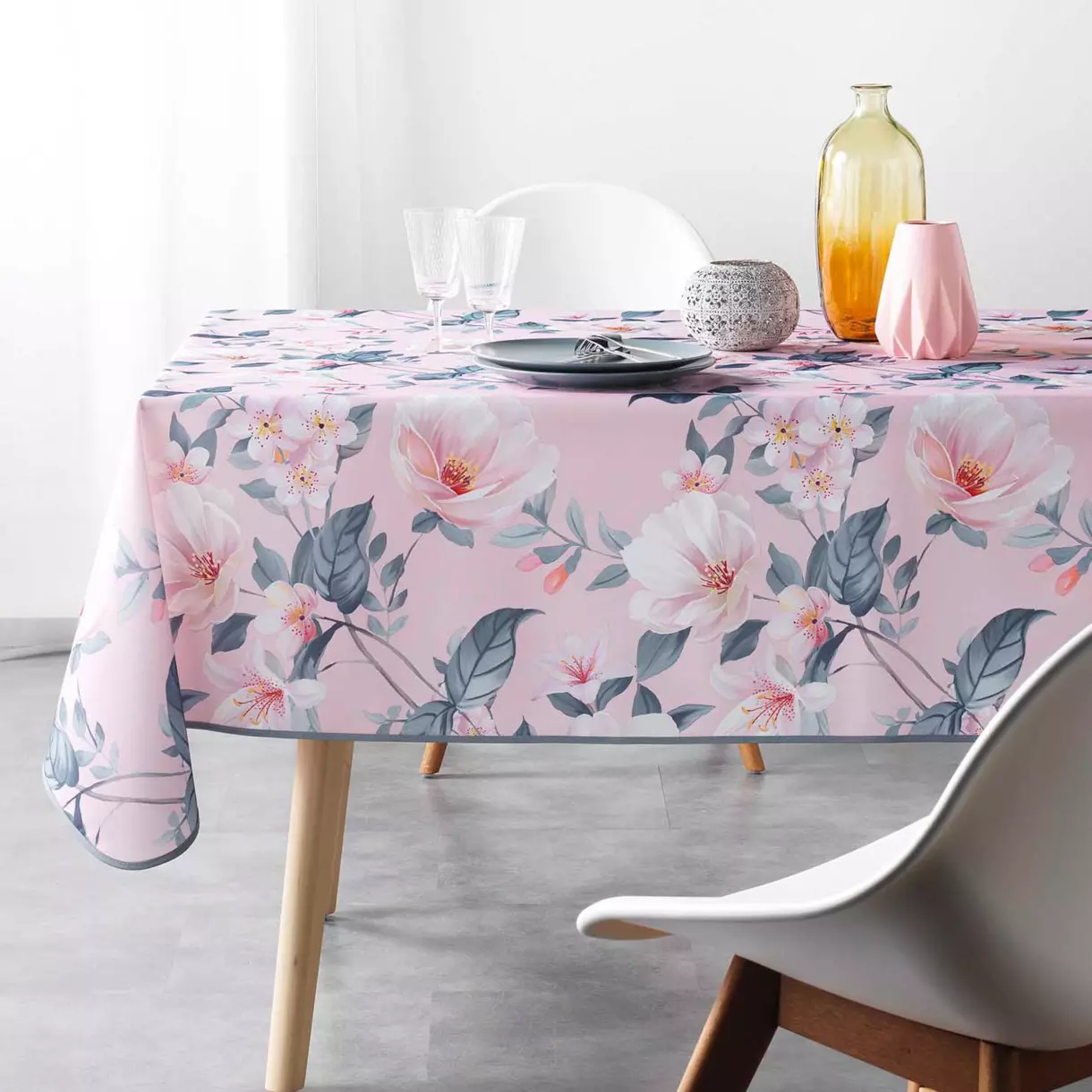Nappe rectangulaire anti tache (L240 cm) Alissia Rose 1