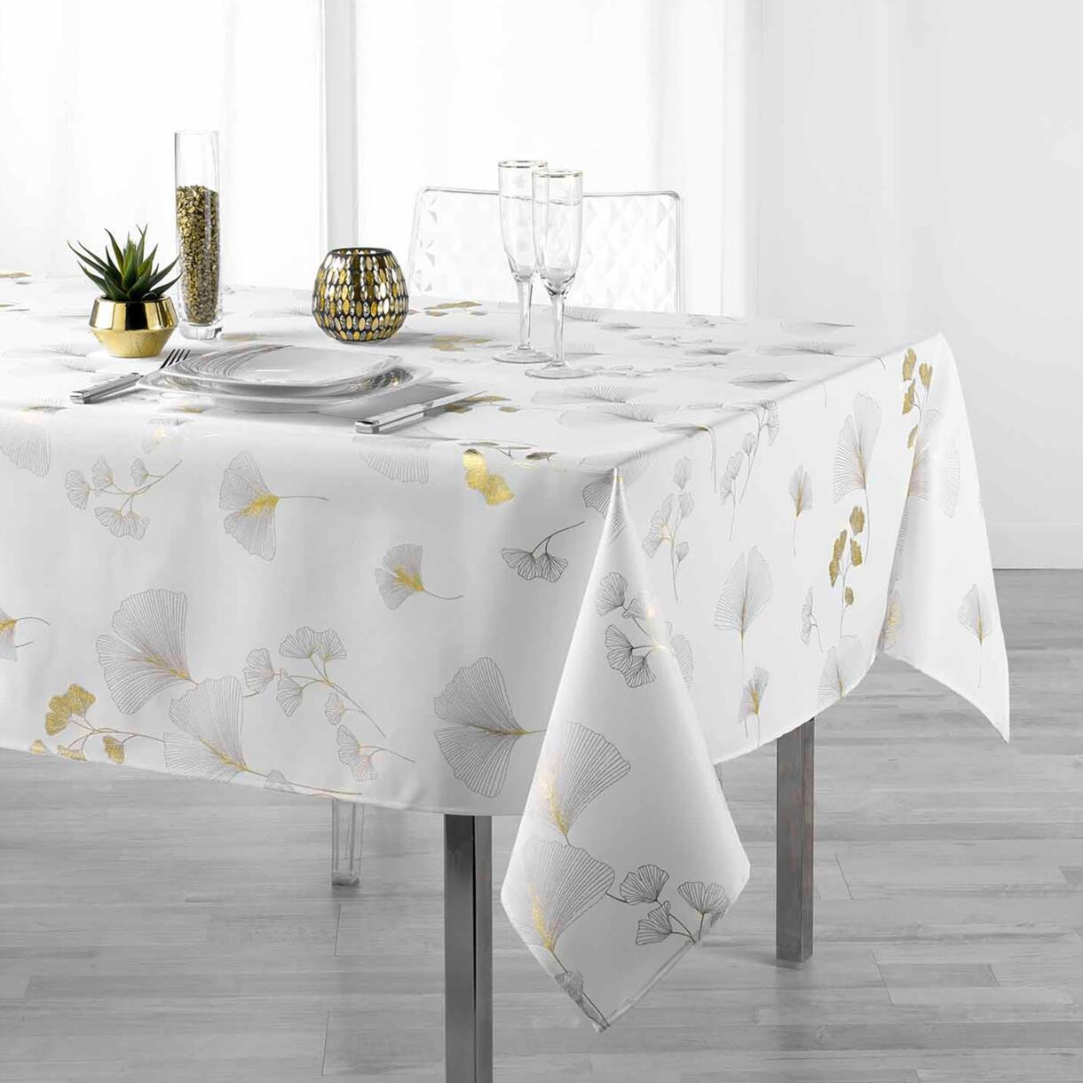 Nappe rectangulaire (L240 cm) Bloomy Blanche 1