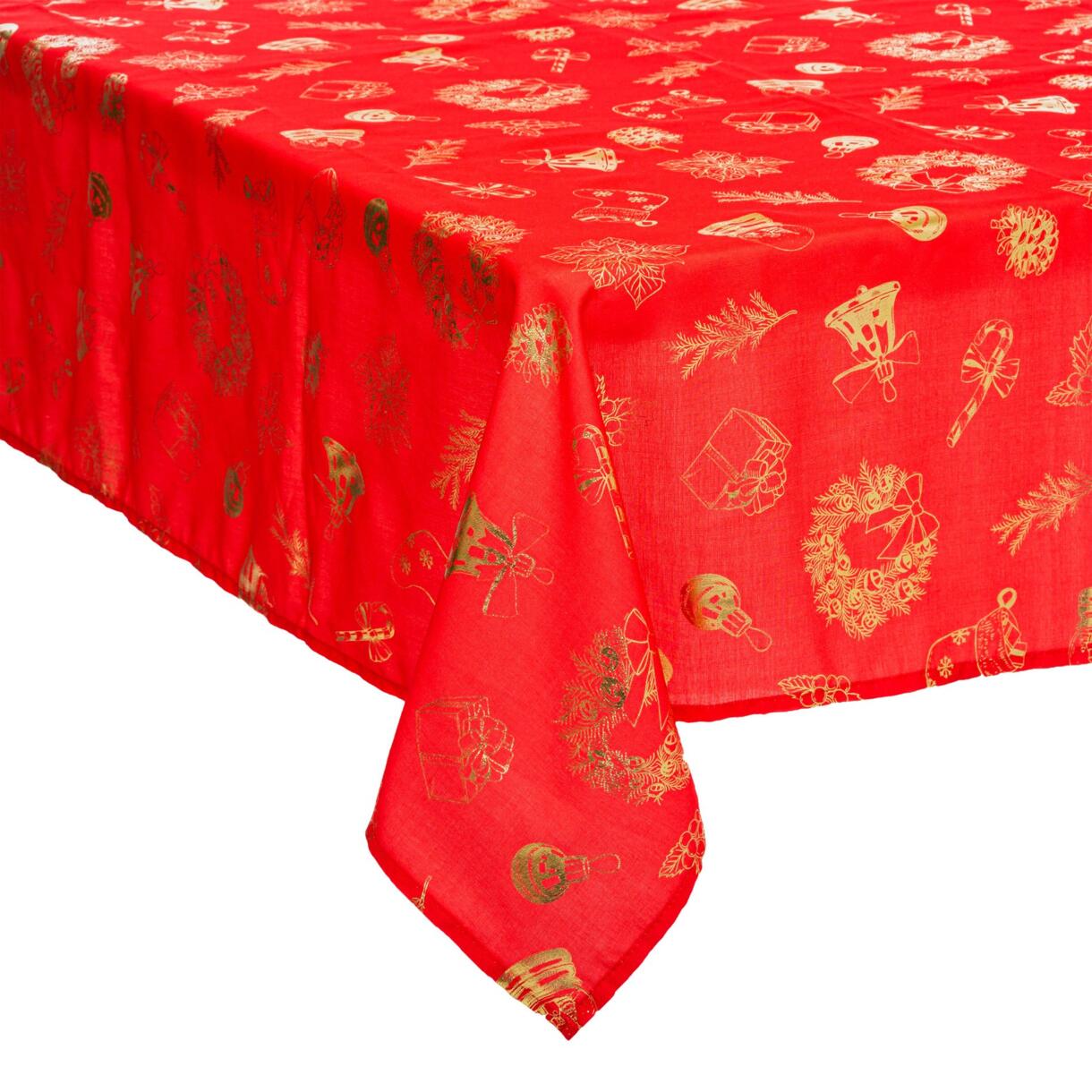 Tischdecke Rechteckig (L240 cm) mit goldfarbenem Muster Rot 1