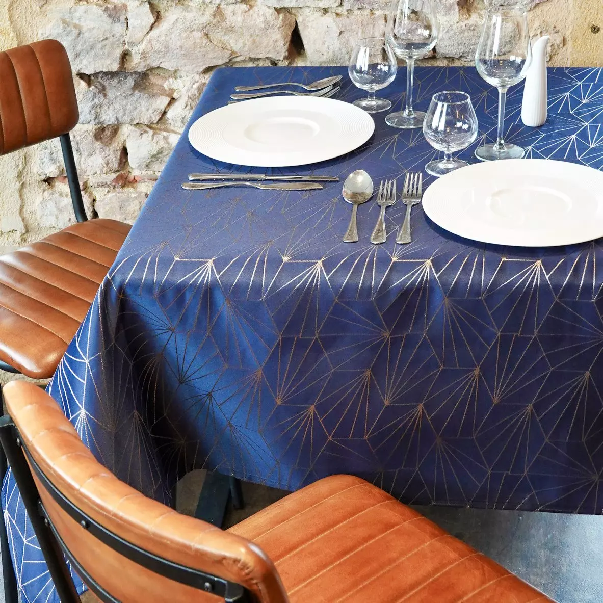 Mantel rectangular (L300 cm) Facette Azul 1